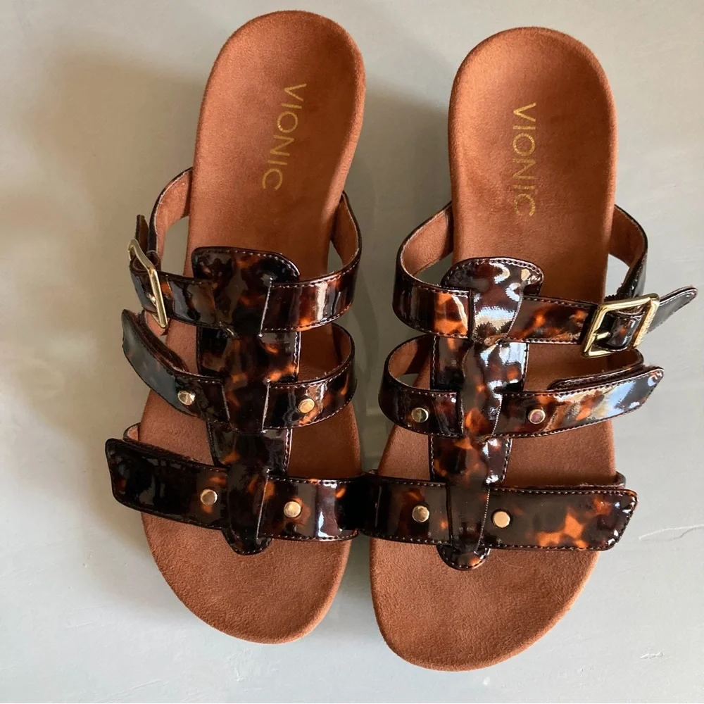 Vionic Animal Print Wedge Sandals
